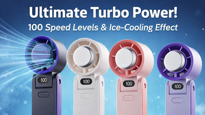 Powerful Cooling in Your Pocket – 100-Speed Turbo Handheld Fan with Ice-Cooling Touch.