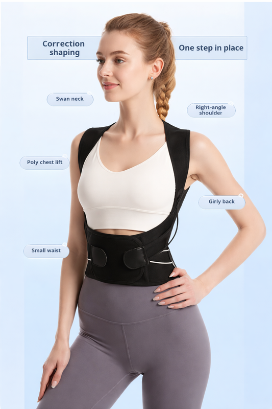 Breathable posture corrector with adjustable straps.