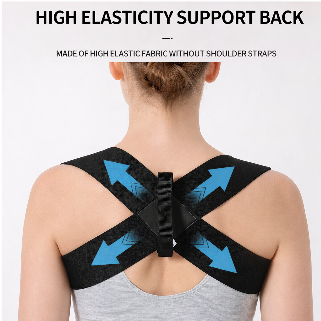 Adjustable posture correction belt (M–XXL), slim and discreet design; helps improve posture, reduce hunchback and back pain for both men and women.