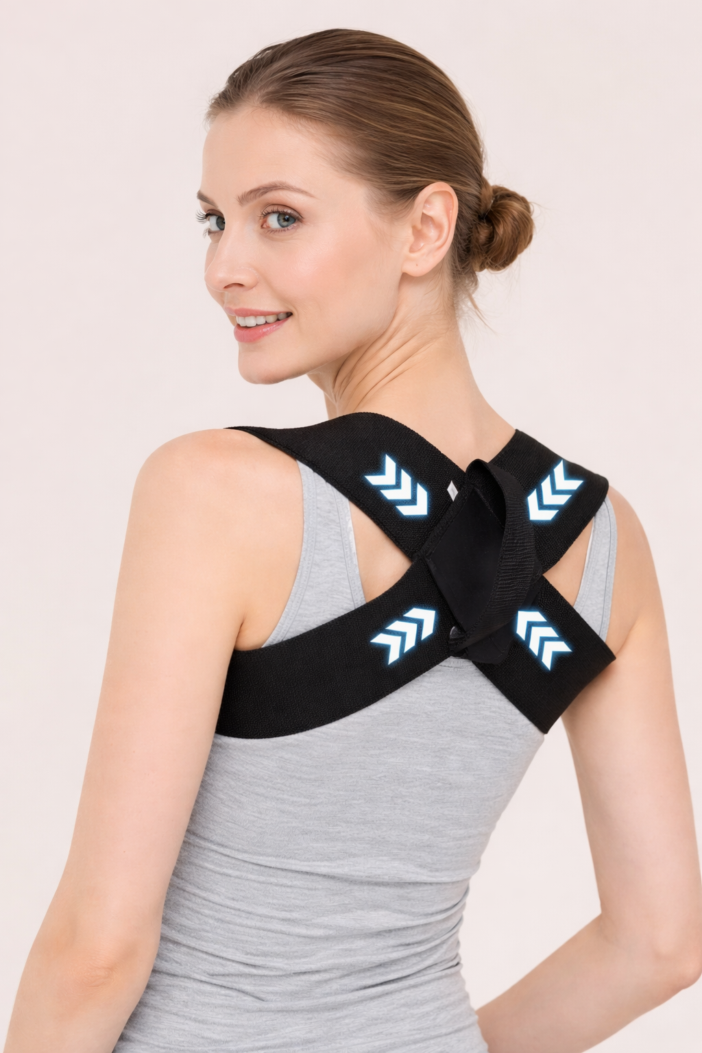 Adjustable posture correction belt (M–XXL), slim and discreet design; helps improve posture, reduce hunchback and back pain for both men and women.
