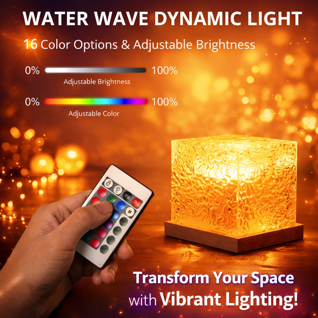 16-Color Water Ripple Projector Light – Ocean Wave Ambient Lamp for Bedroom, Gaming Room & Home Decor