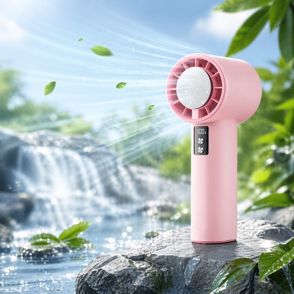 Portable Foldable Rechargeable Cooling Fan (3600mAh) – High-Speed Turbo Handheld & Neck Fan with Ice-Cooling Effect for Outdoor Use
