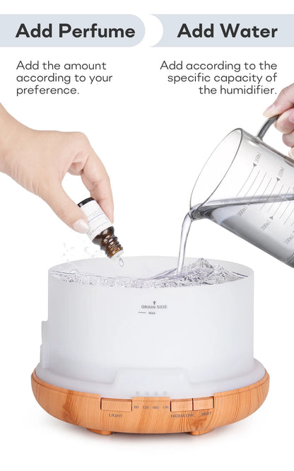 500ML ultrasonic diffuser, remote control, lights, essential oil humidifier aromatherapy