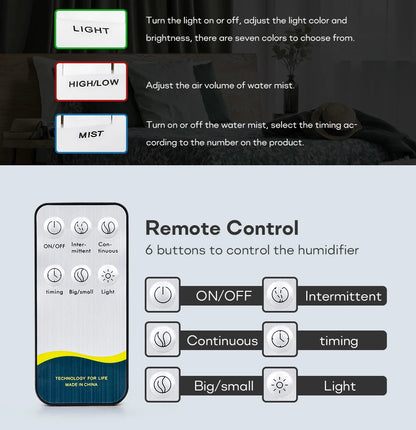 500ML ultrasonic diffuser, remote control, lights, essential oil humidifier aromatherapy