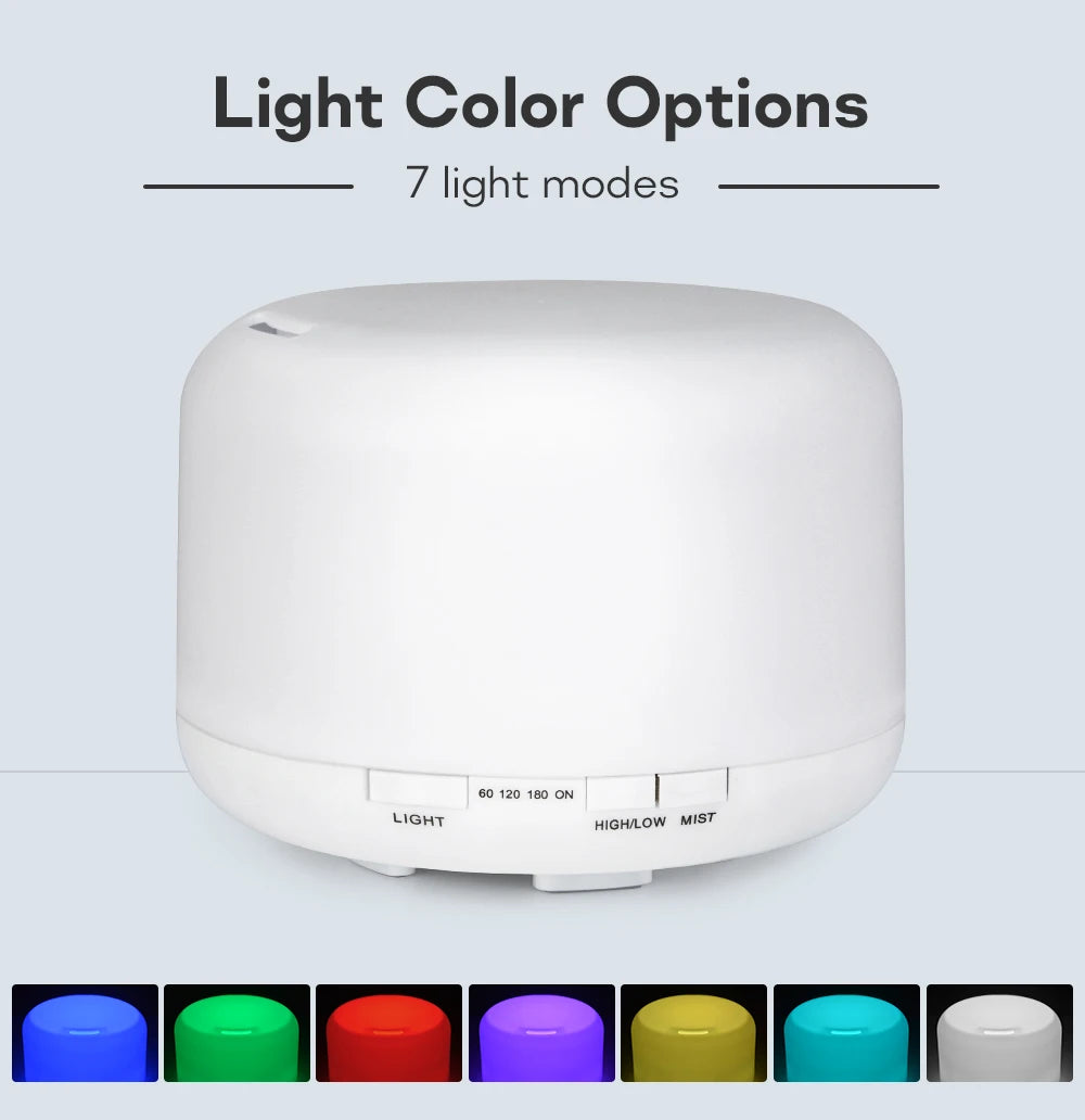 500ML ultrasonic diffuser, remote control, lights, essential oil humidifier aromatherapy