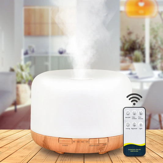 500ML ultrasonic diffuser, remote control, lights, essential oil humidifier aromatherapy