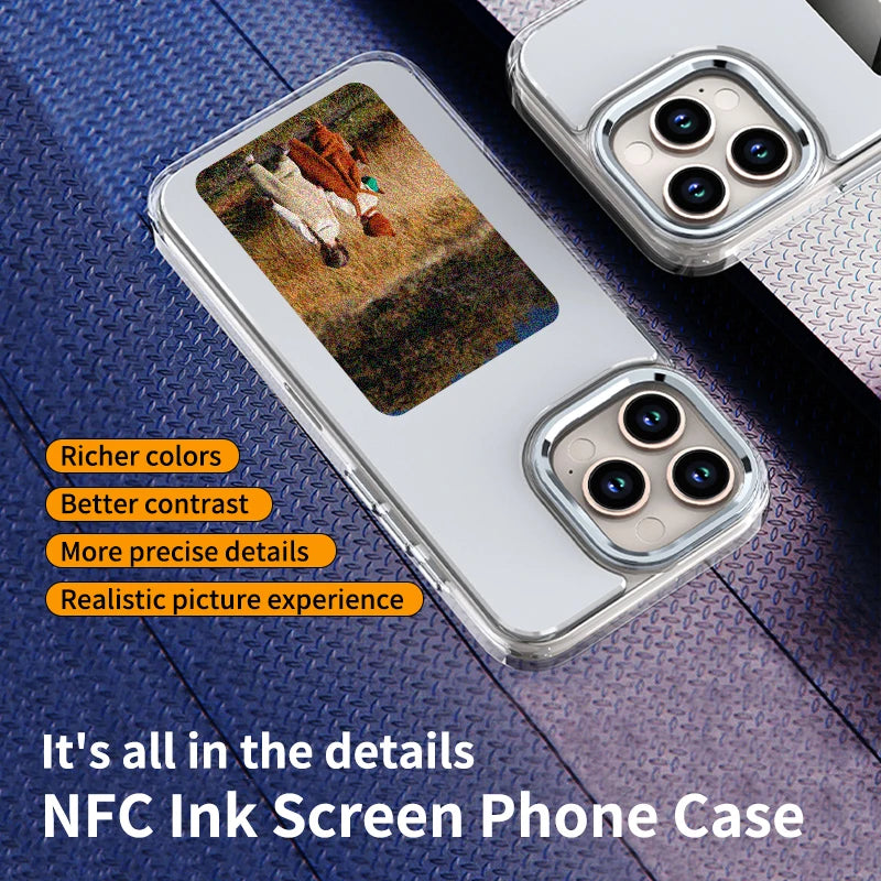NFC phone Case Cover E-ink Screen Image Transmission For 16 Pro MAX  DIY Cases