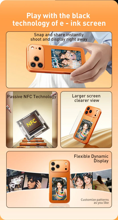 Smart E-Ink NFC Phone Case (iPhone 17 Pro Max) – Wireless Mirroring, No Battery