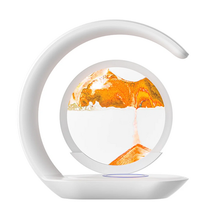 Retail Exclusive! 15W Fast Wireless Charger with Mesmerizing Quicksand Night Lamp – Stylish Tabletop Decor in Vibrant Orange
