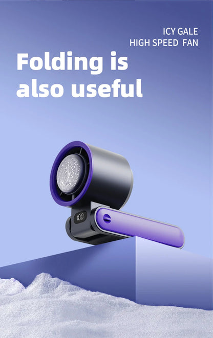 Powerful Cooling in Your Pocket – 100-Speed Turbo Handheld Fan with Ice-Cooling Touch.