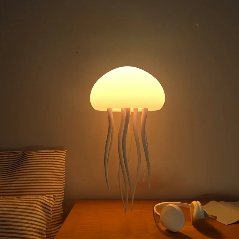 Glow with Magic: RGB Jellyfish Night Light, Voice-Controlled, USB-C Rechargeable Ambience Lamp