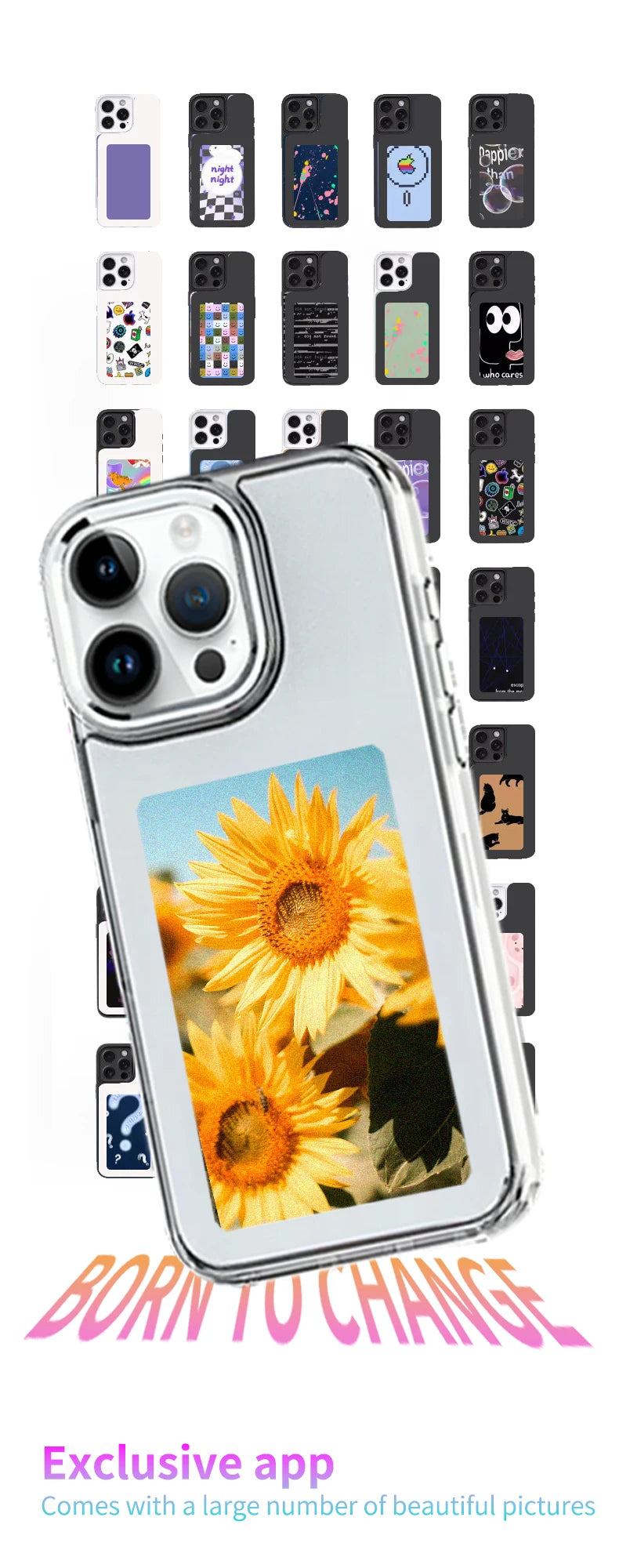 NFC phone Case Cover E-ink Screen Image Transmission For 16 Pro MAX  DIY Cases