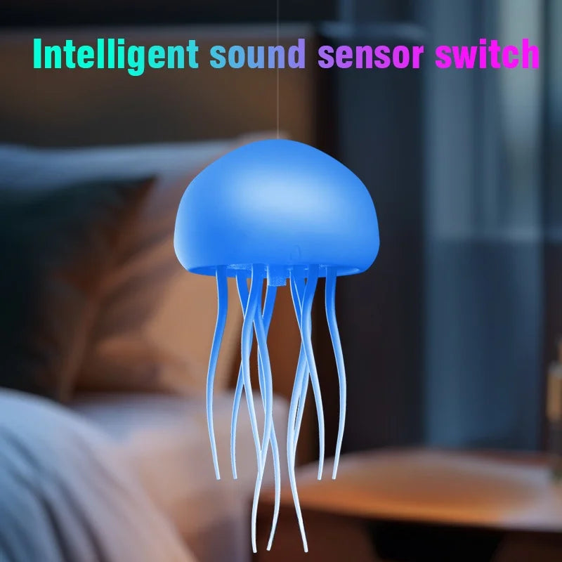 Glow with Magic: RGB Jellyfish Night Light, Voice-Controlled, USB-C Rechargeable Ambience Lamp