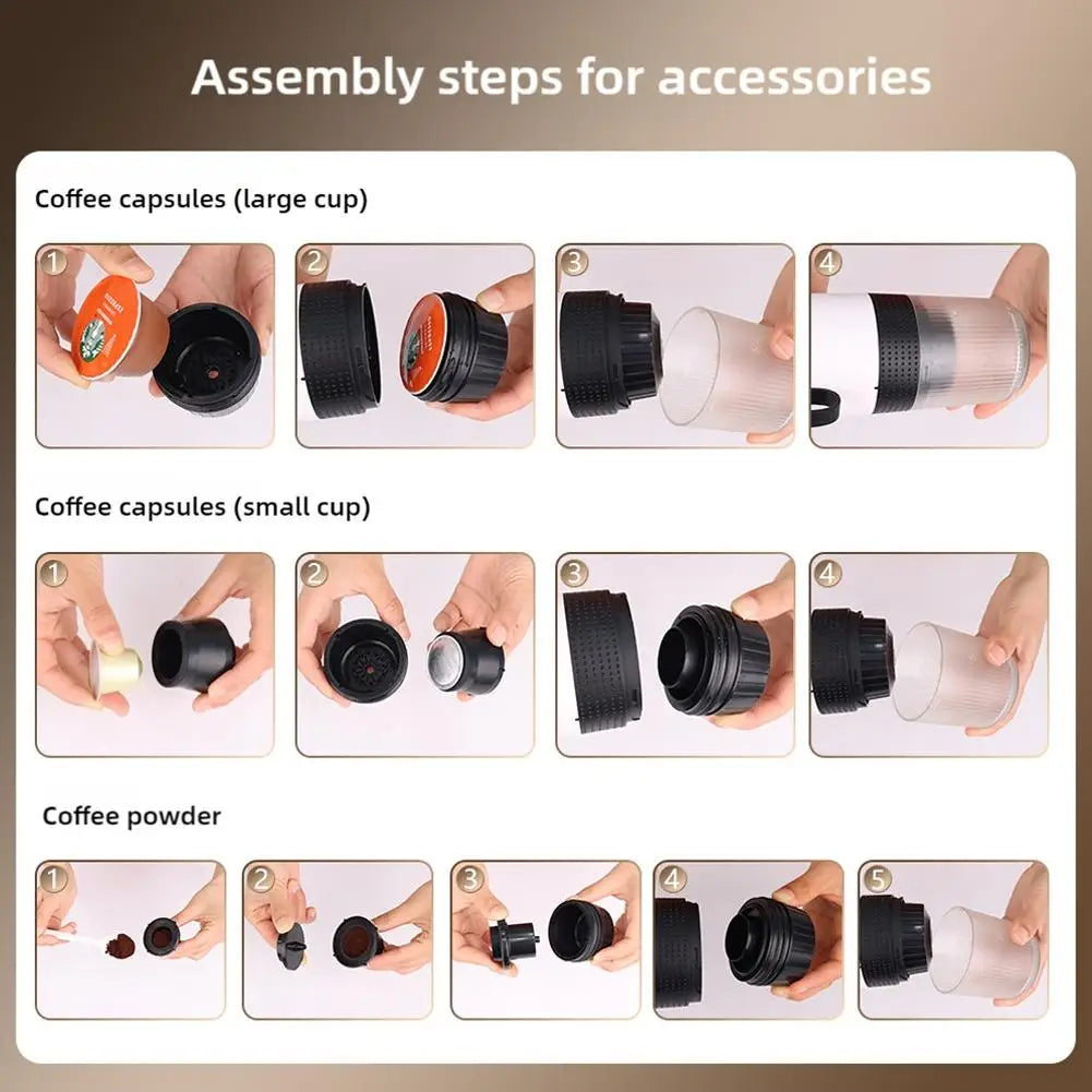Portable Espresso Machine, 3-in-1 Capsule & Ground Coffee Maker for Travel, Car & Home