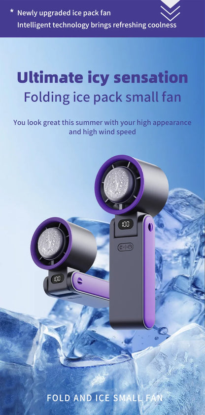 Powerful Cooling in Your Pocket – 100-Speed Turbo Handheld Fan with Ice-Cooling Touch.