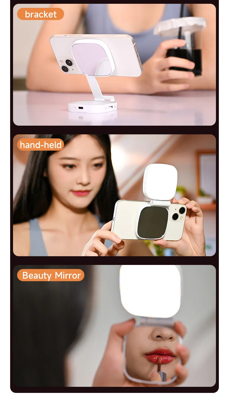 Magnetic Selfie Light with Mirror for Vlogging