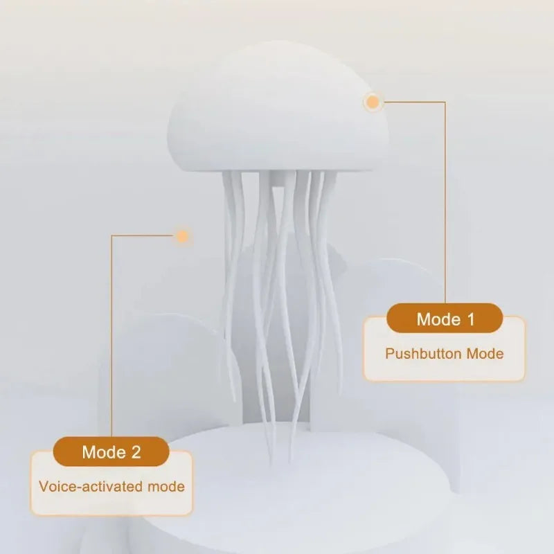 Glow with Magic: RGB Jellyfish Night Light, Voice-Controlled, USB-C Rechargeable Ambience Lamp