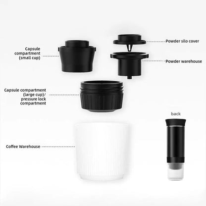 Portable Espresso Machine, 3-in-1 Capsule & Ground Coffee Maker for Travel, Car & Home