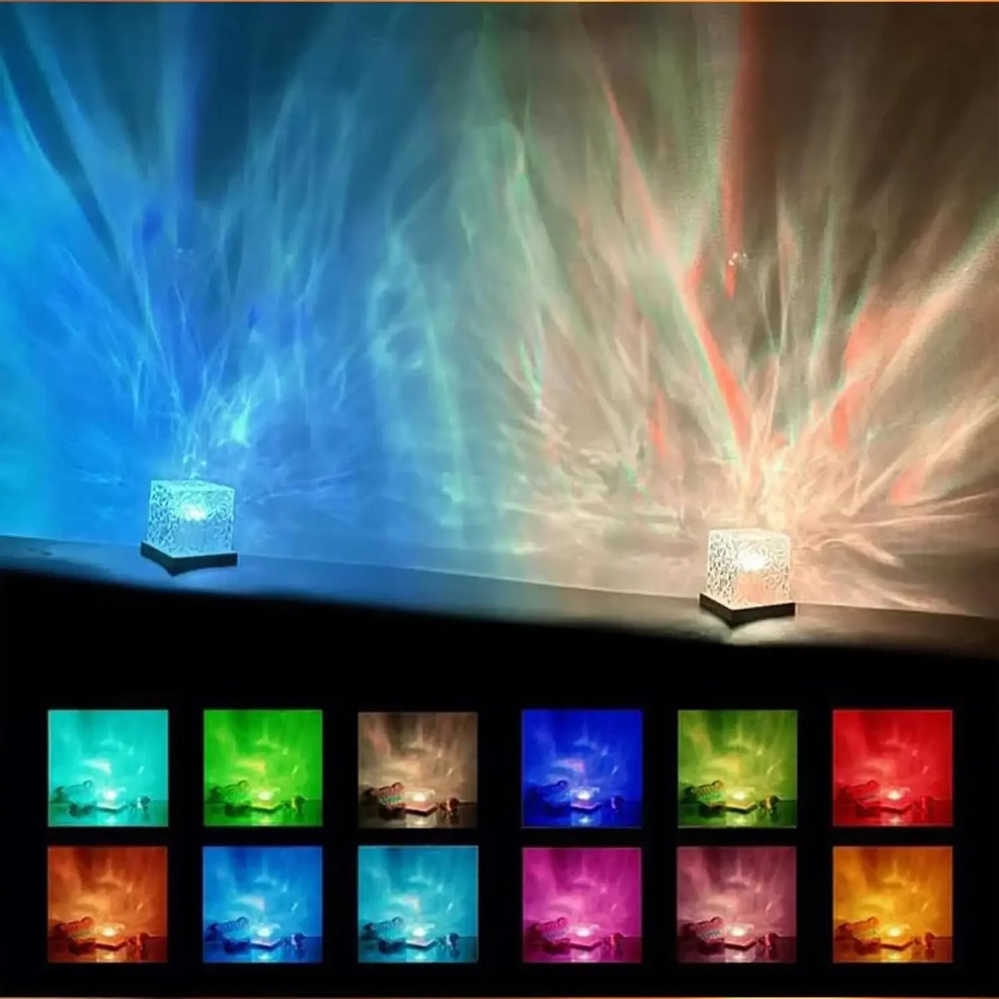 16-Color Water Ripple Projector Light – Ocean Wave Ambient Lamp for Bedroom, Gaming Room & Home Decor