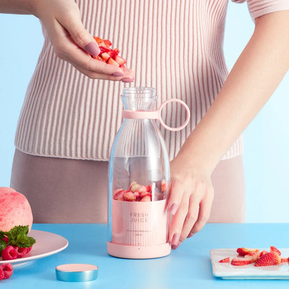 Portable Blender Bottle – 350ML USB Rechargeable Mini Juicer Cup for Smoothies, Fruit Juice & Travel Mixing