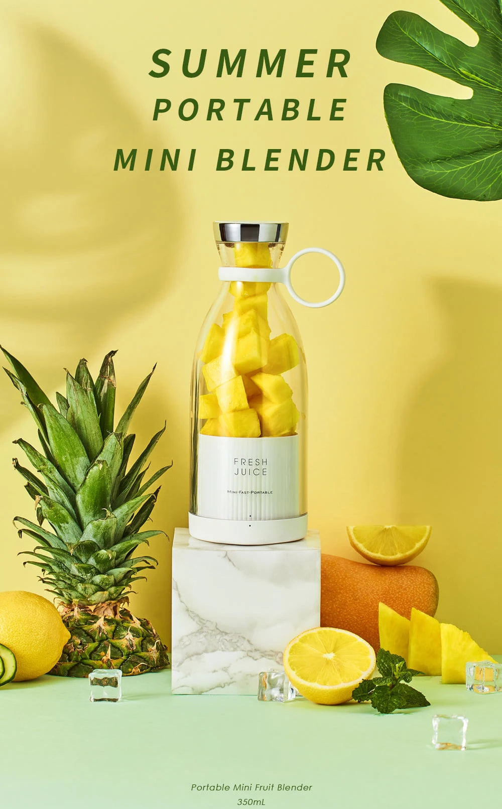Portable Blender Bottle – 350ML USB Rechargeable Mini Juicer Cup for Smoothies, Fruit Juice & Travel Mixing