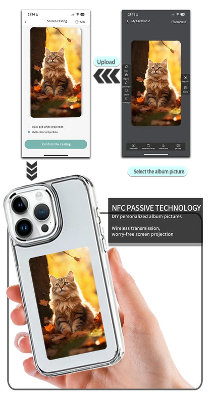 NFC phone Case Cover E-ink Screen Image Transmission For 16 Pro MAX  DIY Cases