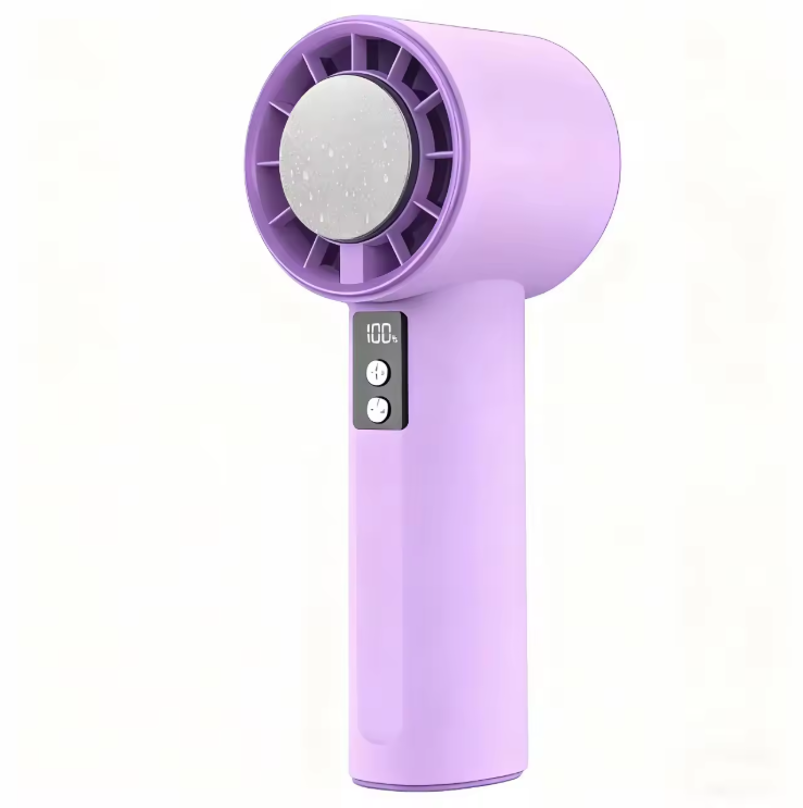Portable Foldable Rechargeable Cooling Fan (3600mAh) – High-Speed Turbo Handheld & Neck Fan with Ice-Cooling Effect for Outdoor Use
