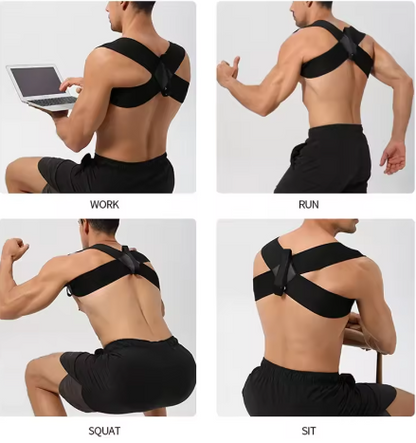 Adjustable posture correction belt (M–XXL), slim and discreet design; helps improve posture, reduce hunchback and back pain for both men and women.