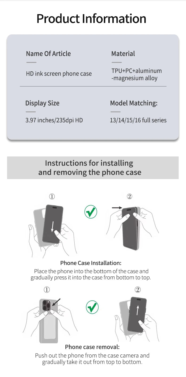 NFC phone Case Cover E-ink Screen Image Transmission For 16 Pro MAX  DIY Cases