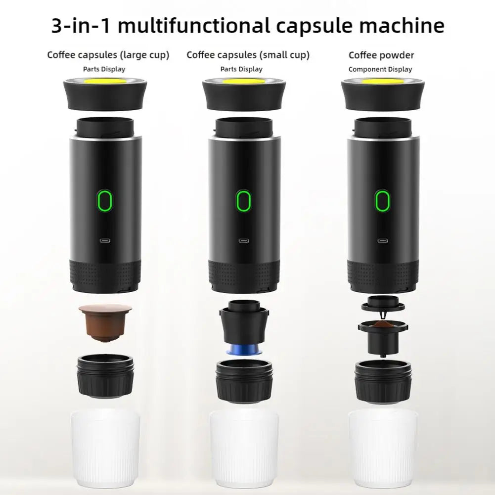 Portable Espresso Machine, 3-in-1 Capsule & Ground Coffee Maker for Travel, Car & Home