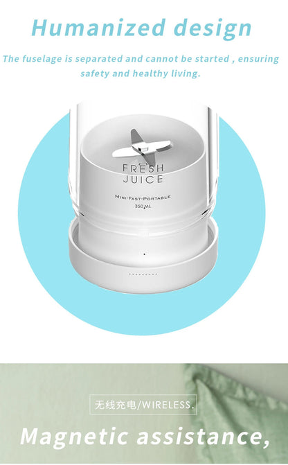 Portable Blender Bottle – 350ML USB Rechargeable Mini Juicer Cup for Smoothies, Fruit Juice & Travel Mixing