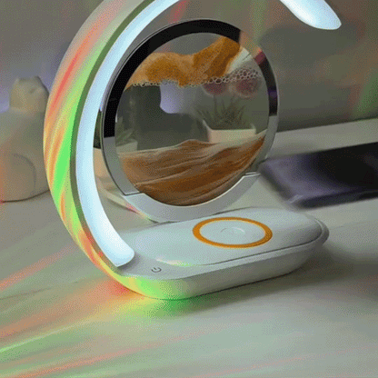 Retail Exclusive! 15W Fast Wireless Charger with Mesmerizing Quicksand Night Lamp – Stylish Tabletop Decor in Vibrant Orange