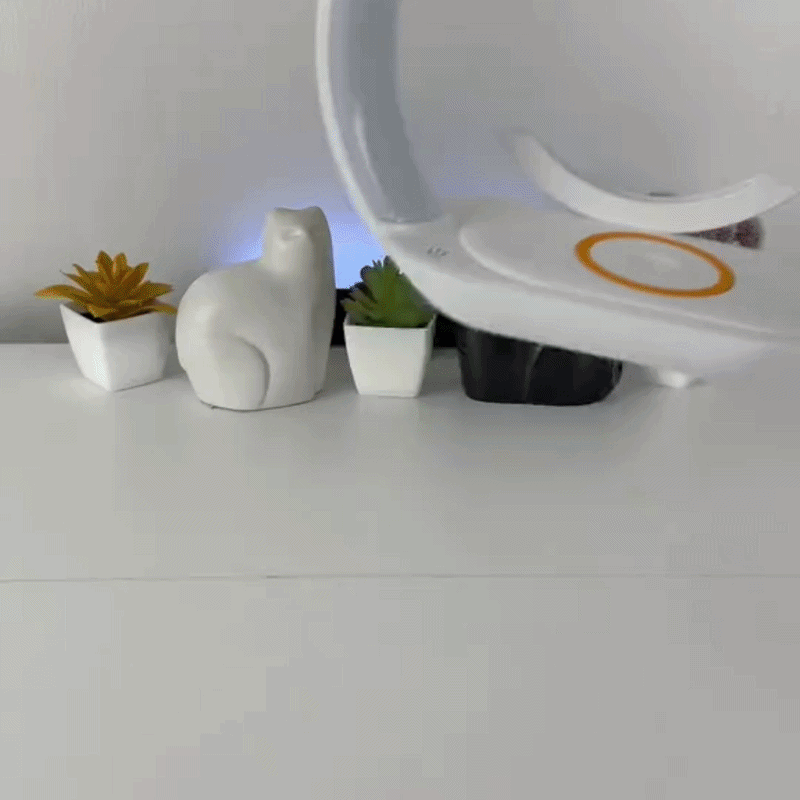 Retail Exclusive! 15W Fast Wireless Charger with Mesmerizing Quicksand Night Lamp – Stylish Tabletop Decor in Vibrant Orange