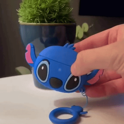 Cute 3D Stitch Couple AirPods Case for AirPods Pro 2/Pro/4/3/2/1 – Soft Silicone Protective Cover with Keychain Pendant